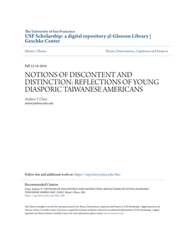 REFLECTIONS of YOUNG DIASPORIC TAIWANESE AMERICANS Andrew T
