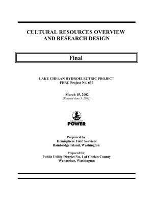 Lake Chelan Cultural Resources Overview