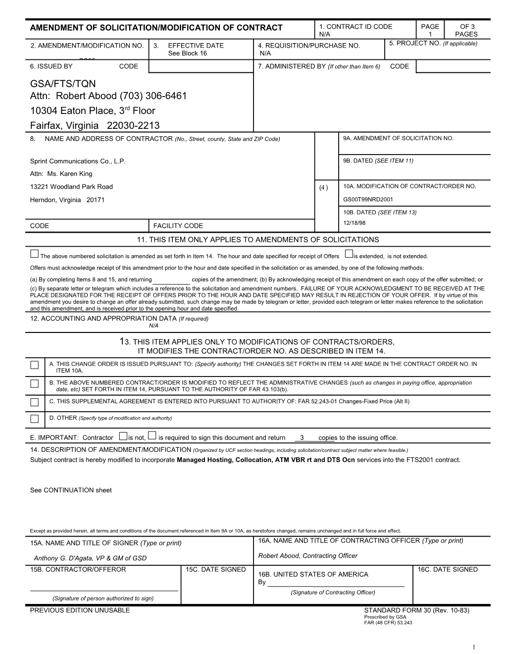 Amendment of Solicitation/Modification of Contract s2