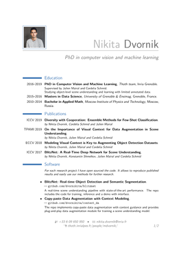 Nikita Dvornik Phd in Computer Vision and Machine Learning