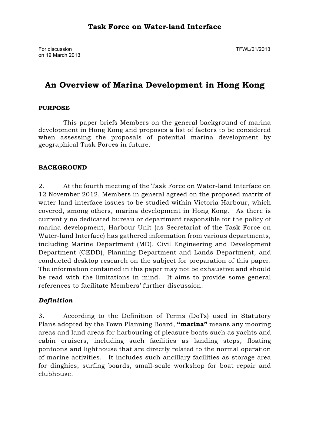 An Overview of Marina Development in Hong Kong