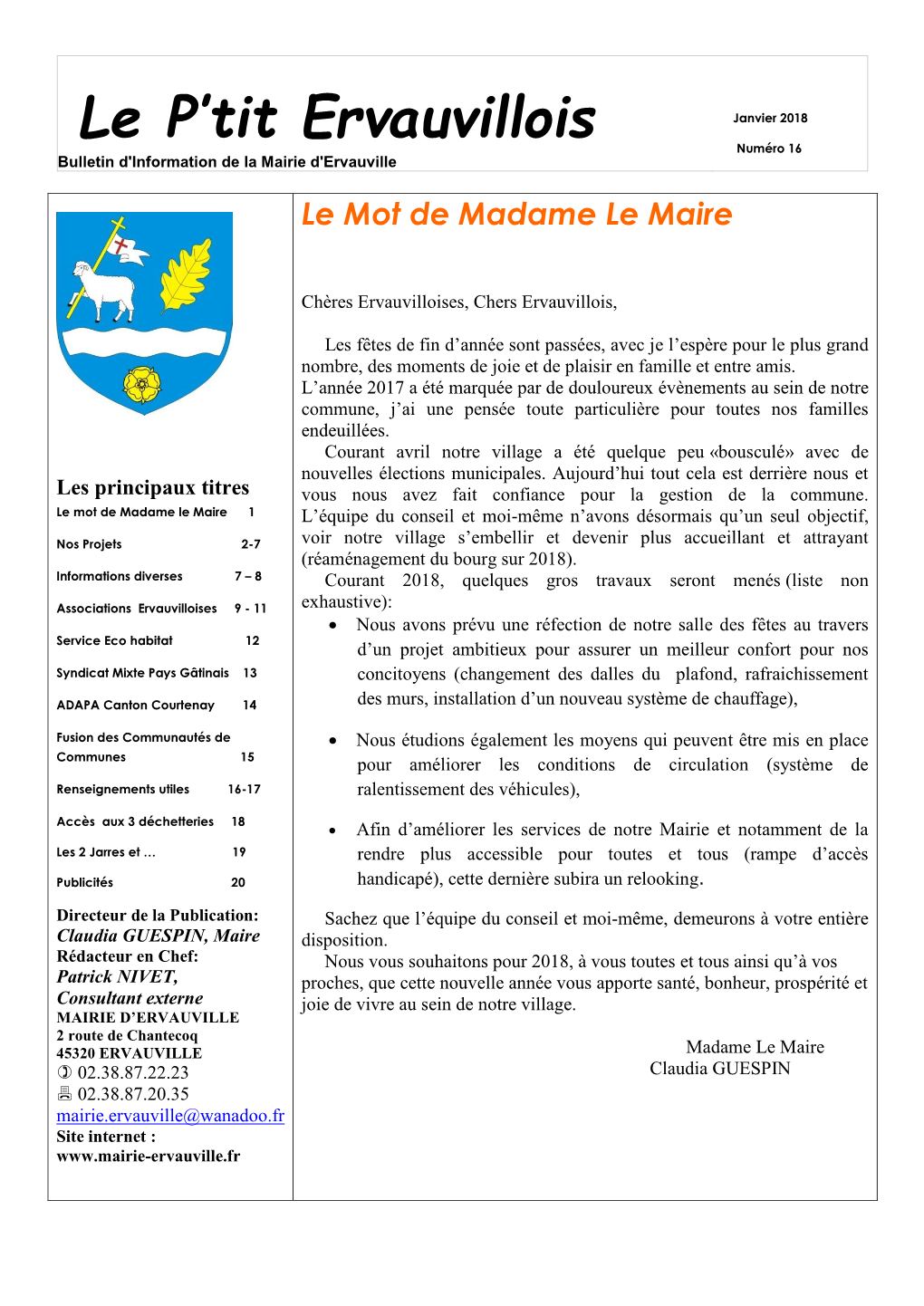 Bulletin D'information De La Mairie D'ervauville