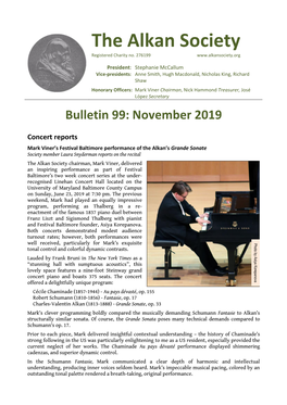 Call for a New Editor of the Alkan Society Bulletin This Issue of the Bulletin Is the Ninth Under My Editorship