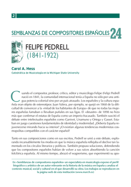 Semblanzas De Compositores Españoles 24 Felipe Pedrell (1841-1922)