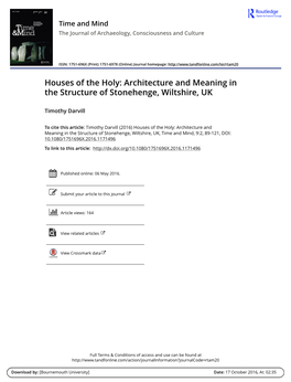 Houses of the Holy: Architecture and Meaningin the Structure Of