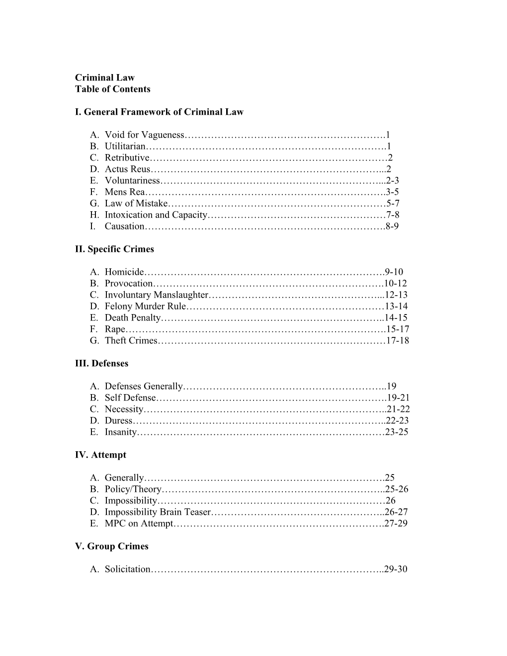 I. General Framework of Criminal Law