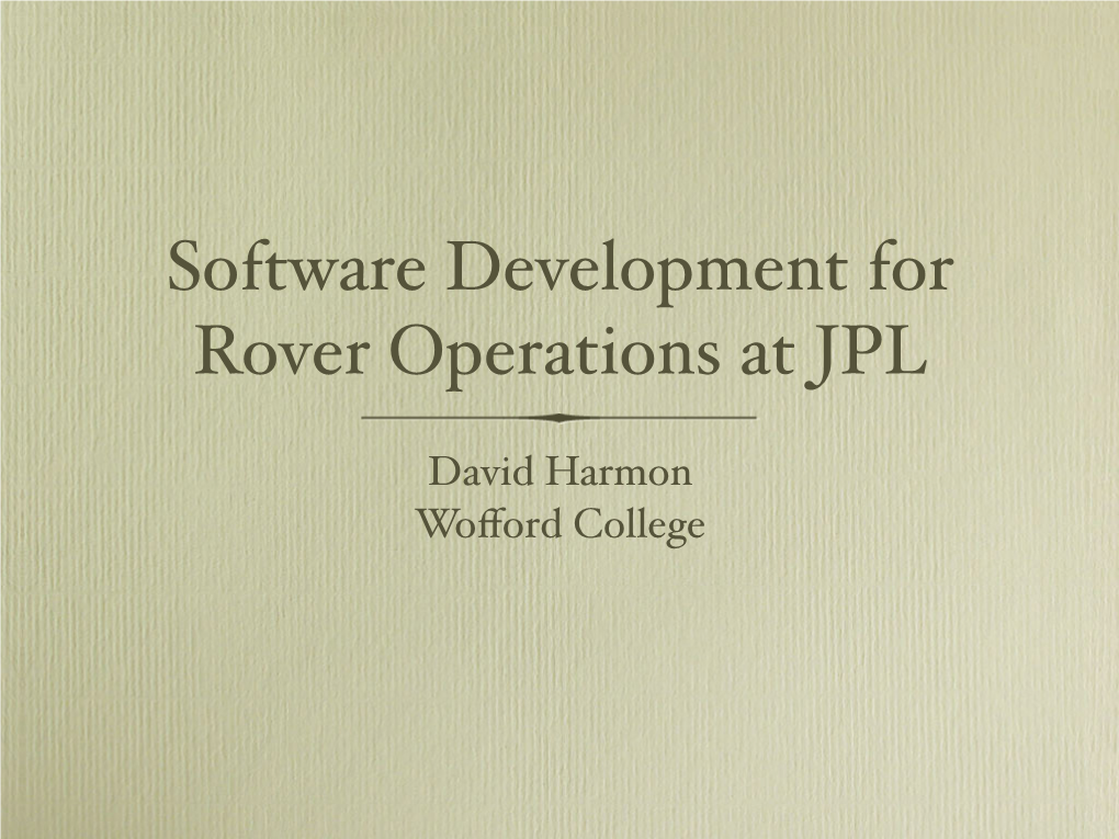 Software Development for Rover Operations at JPL