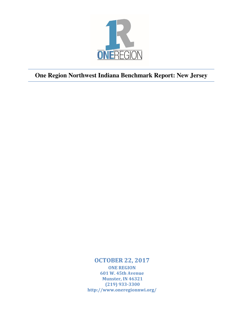 One Region Northwest Indiana Benchmark Report: New Jersey