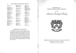 PROGRAM of the THIRTY-FOURTH ANNUAL MEETING President EDWIN H