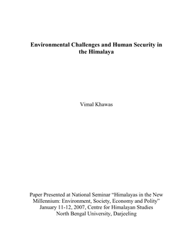 Environmental Challenges and Human Security in the Himalaya