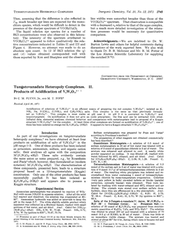 Tungstovanadate Heteropoly Complexes. 11. Products of Acidification of V2w&Lg4