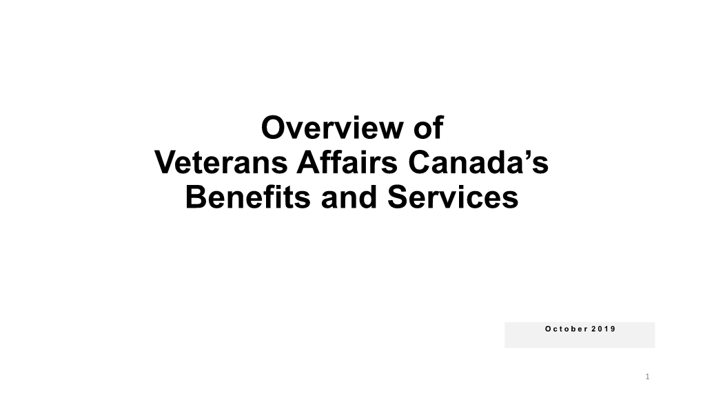 Overview of Veterans Affairs Canada's Benefits and Services