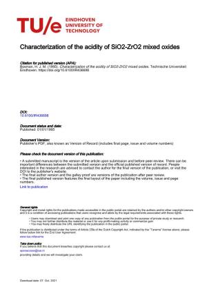 Characterization of the Acidity of Sio2-Zro2 Mixed Oxides