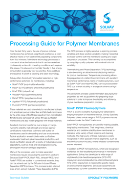 Processing Guide for Polymer Membranes