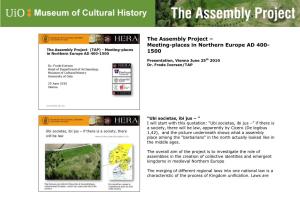 The Assembly Project – Meeting-Places in Northern Europe AD 400- 1500