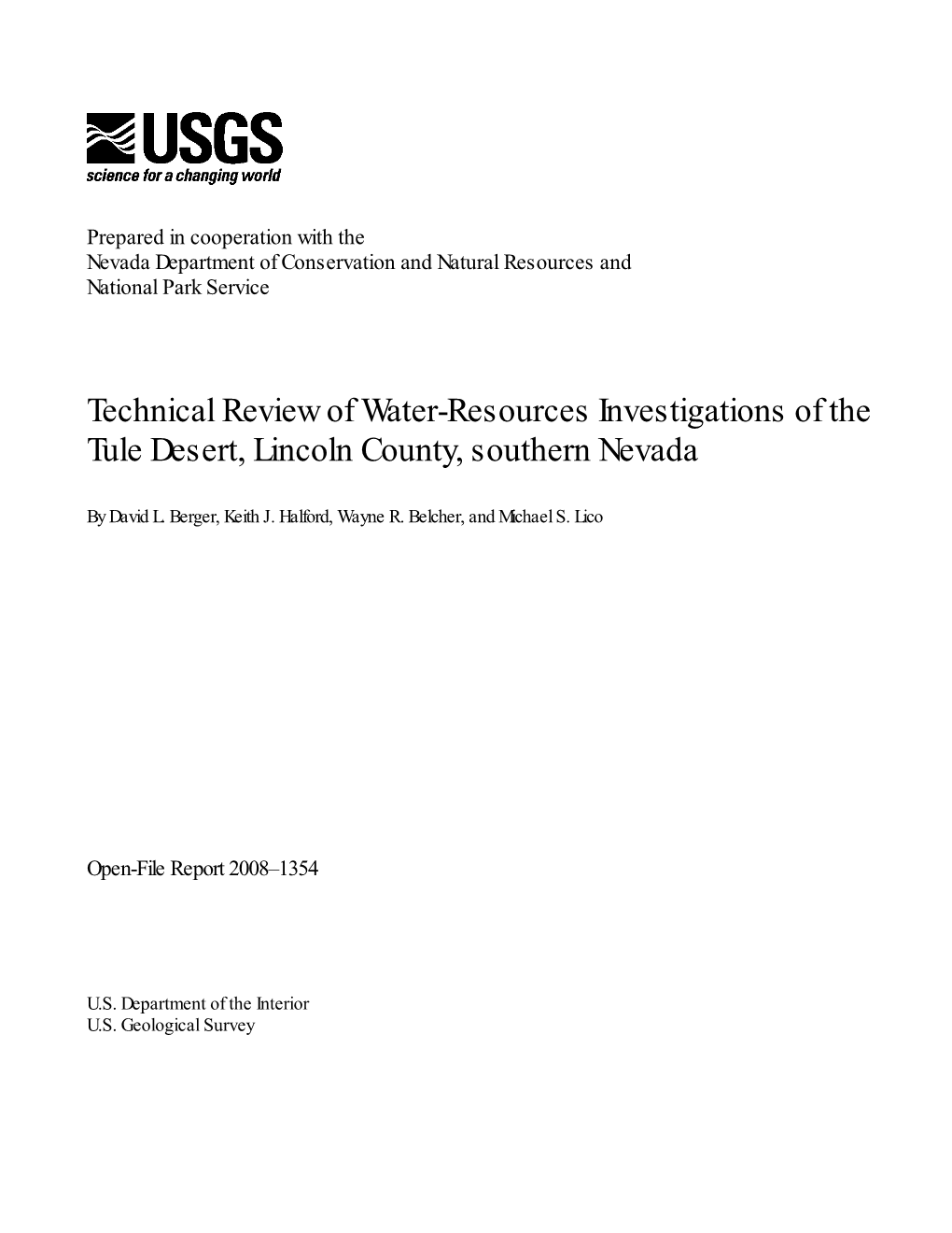 Technical Review of Water-Resources Investigations of the Tule Desert, Lincoln County, Southern Nevada