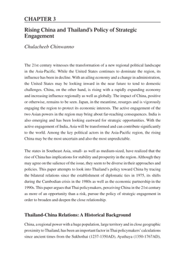 Rising China and Thailand's Policy of Strategic Engagement CHAPTER 3