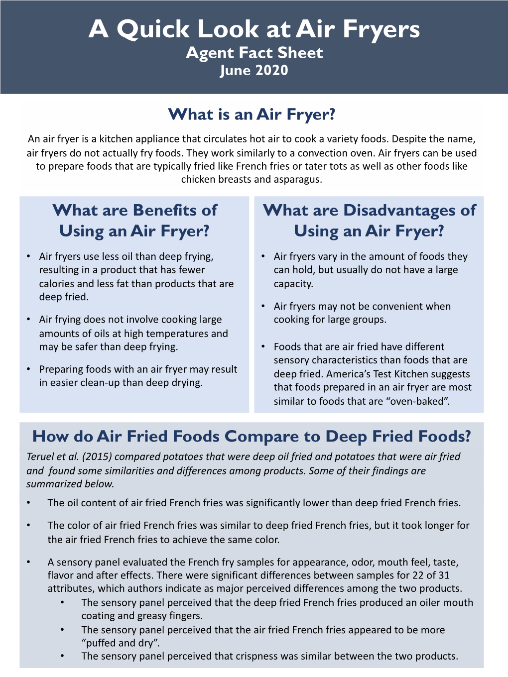 Air Fryers Agent Fact Sheet June 2020