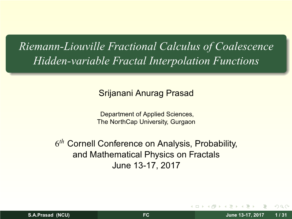 Riemann-Liouville Fractional Calculus of Coalescence Hidden-Variable Fractal Interpolation Functions