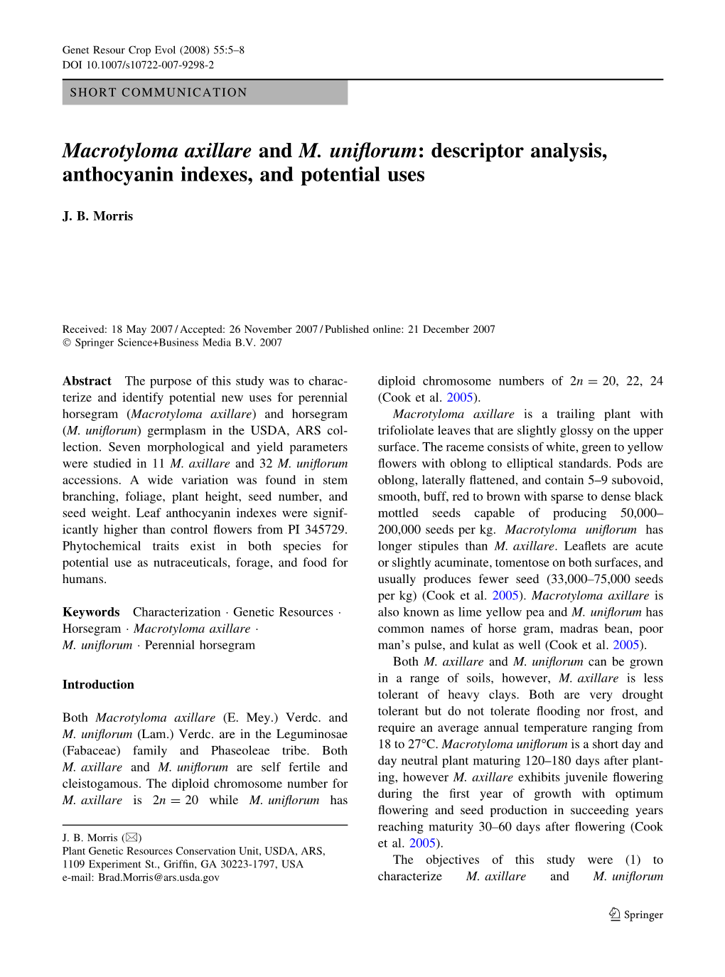 Macrotyloma Axillare and M. Uniflorum