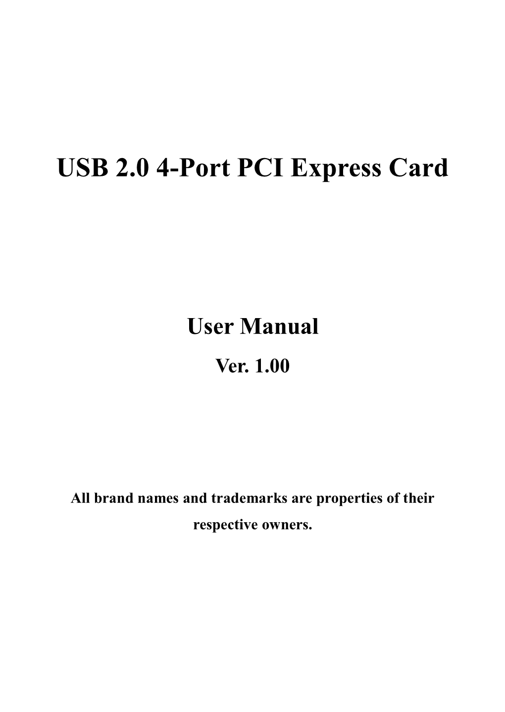 USB 2.0 4-Port PCI Express Card