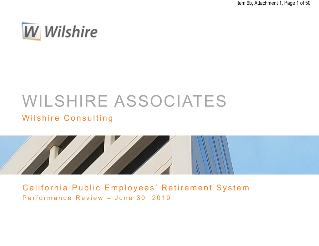 WILSHIRE ASSOCIATES W I L S H I R E C O N S U L T I N G