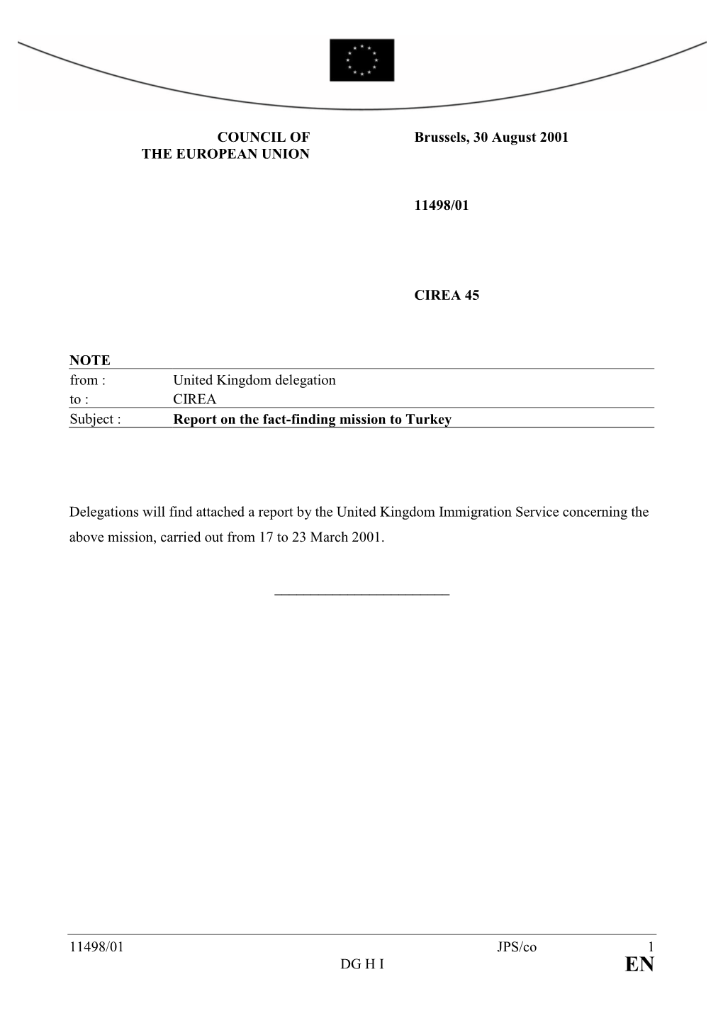 Report on UK Immigration & Nationality Directorate Fact Finding