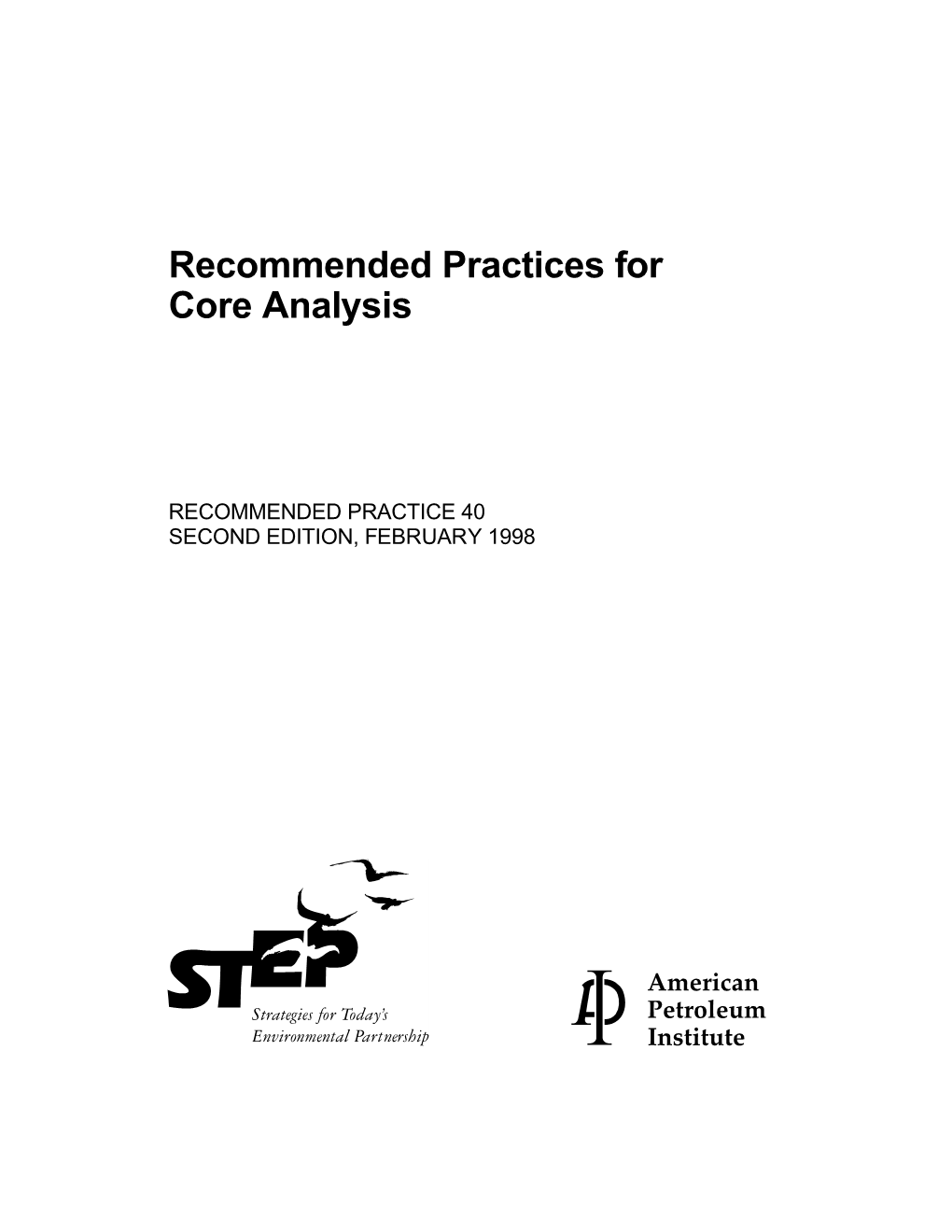 Recommended Practices for Core Analysis