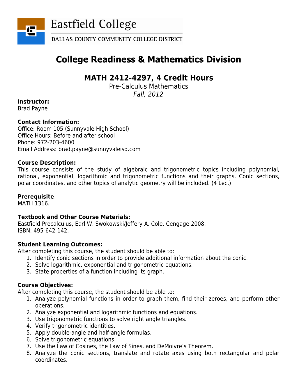 College Readiness & Mathematics Division