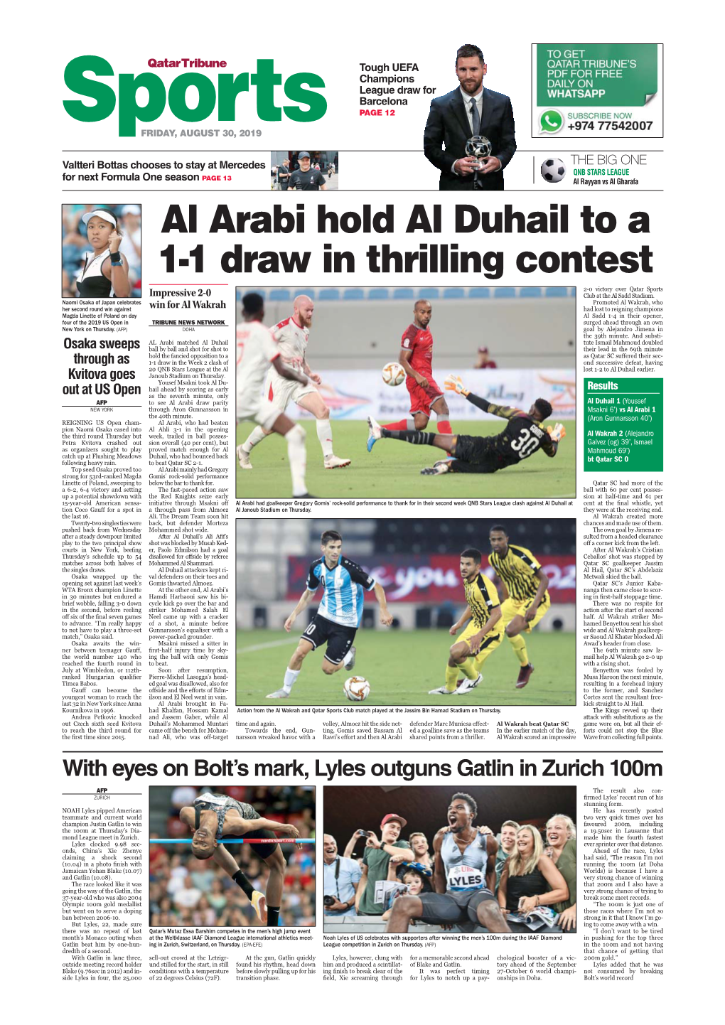 Al Arabi Hold Al Duhail to a 1-1 Draw in Thrilling Contest