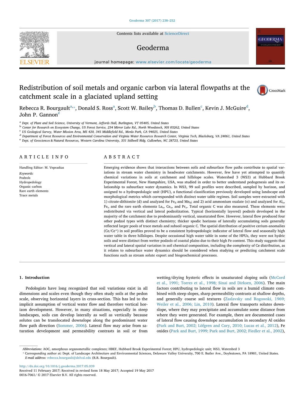 Redistribution of Soil Metals and Organic Carbon Via Lateral Flowpaths