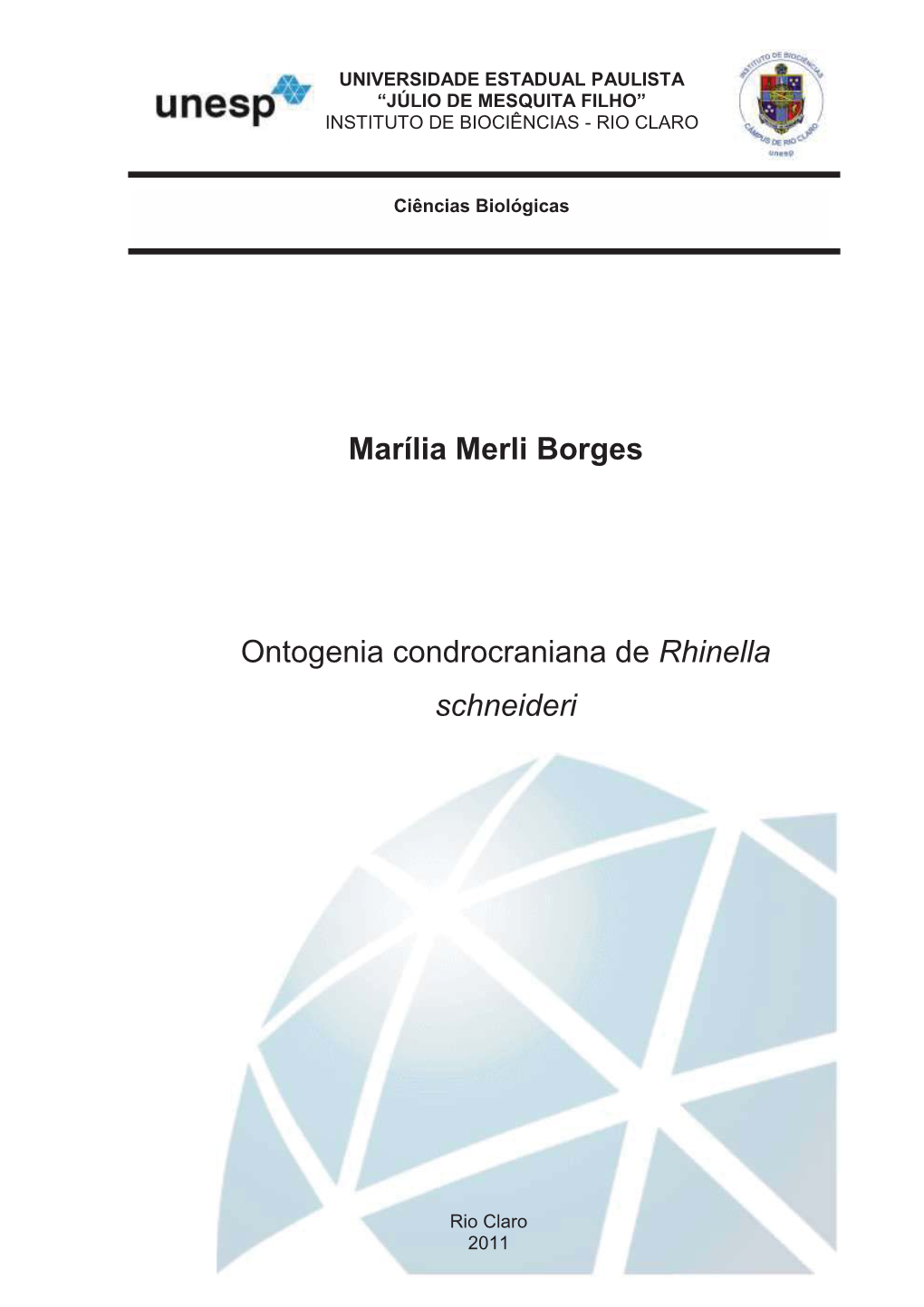 Marília Merli Borges Ontogenia Condrocraniana De Rhinella