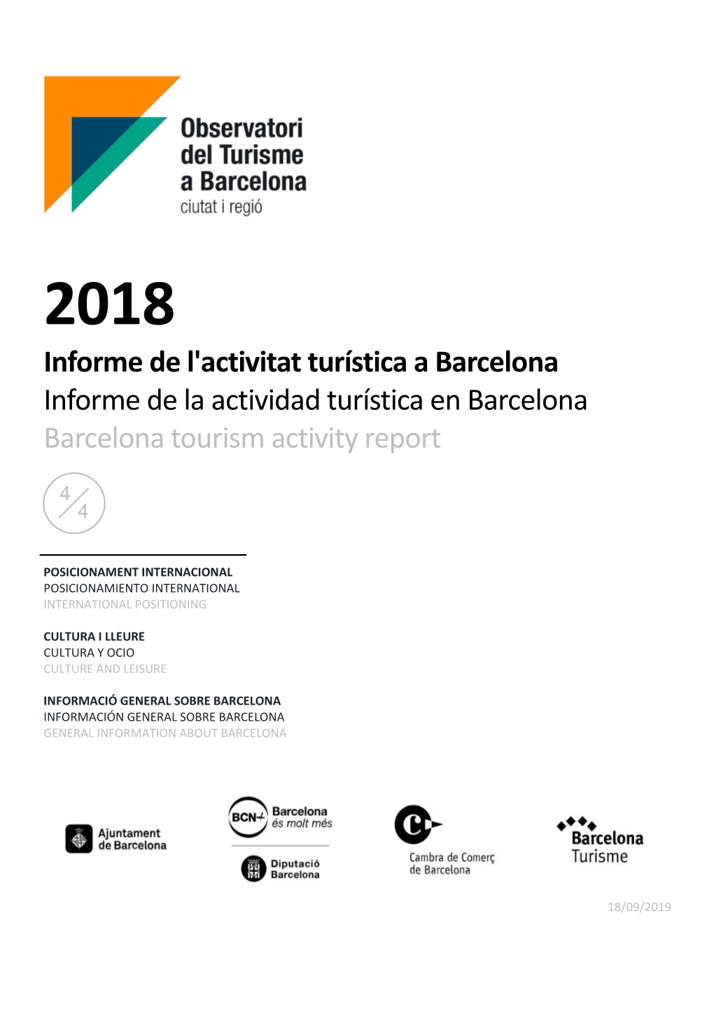 Informe De L'activitat Turística a Barcelona 2018