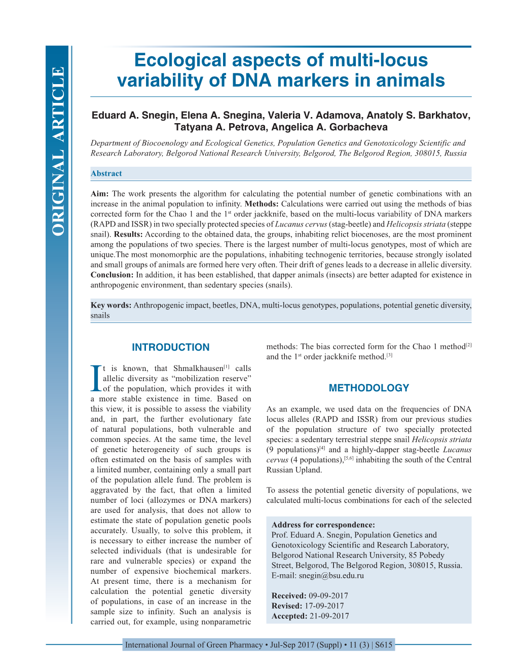 Ecological Aspects of Multi-Locus Variability of DNA Markers in Animals