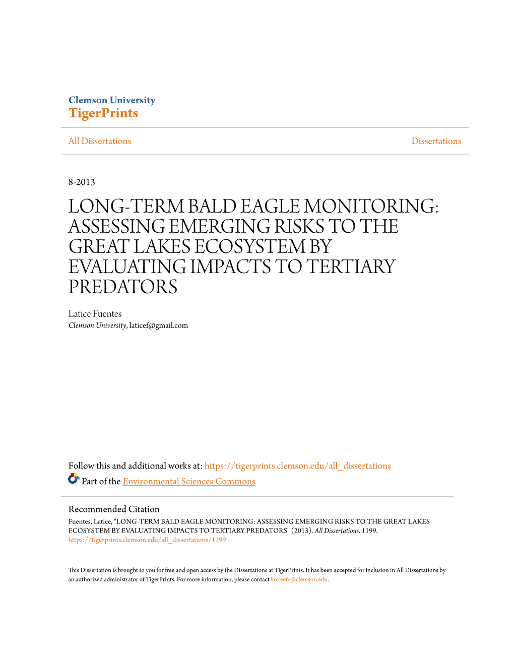 Long-Term Bald Eagle Monitoring