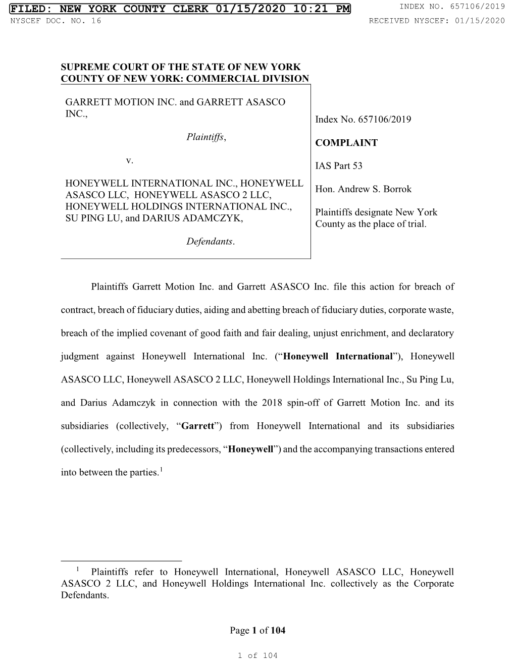 Filed: New York County Clerk 01/15/2020 10:21 Pm Index No