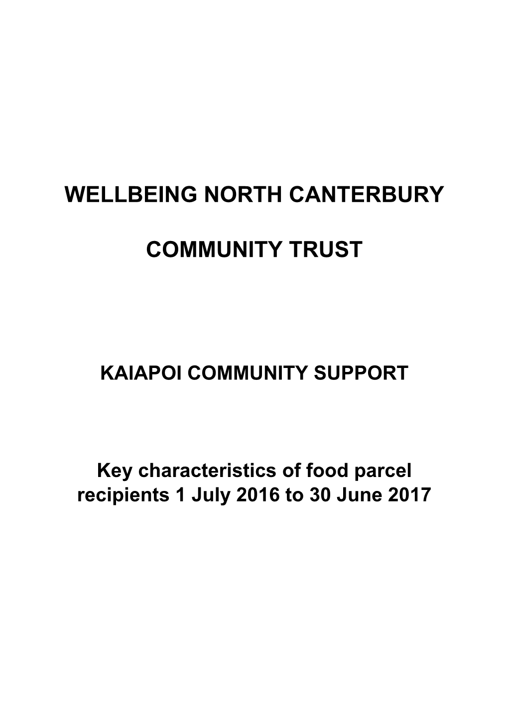 Wellbeing North Canterbury Community Trust