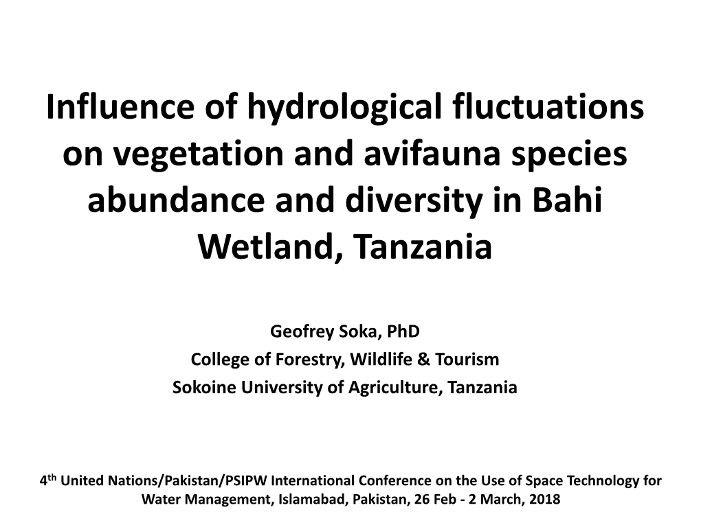 Influence of Hydrological Fluctuations on Vegetation and Avifauna Species Abundance and Diversity in Bahi Wetland, Tanzania