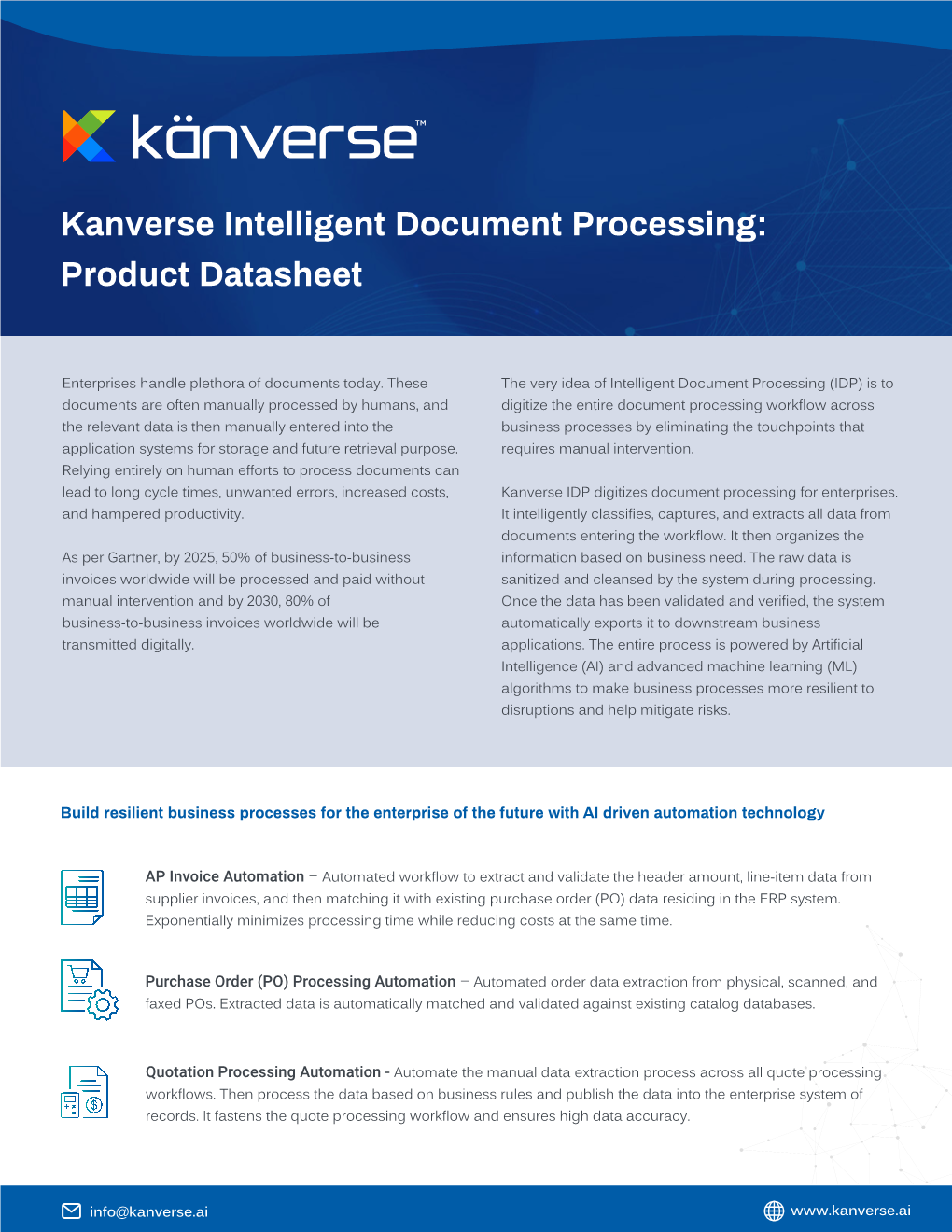 Kanverse Intelligent Document Processing: Product Datasheet