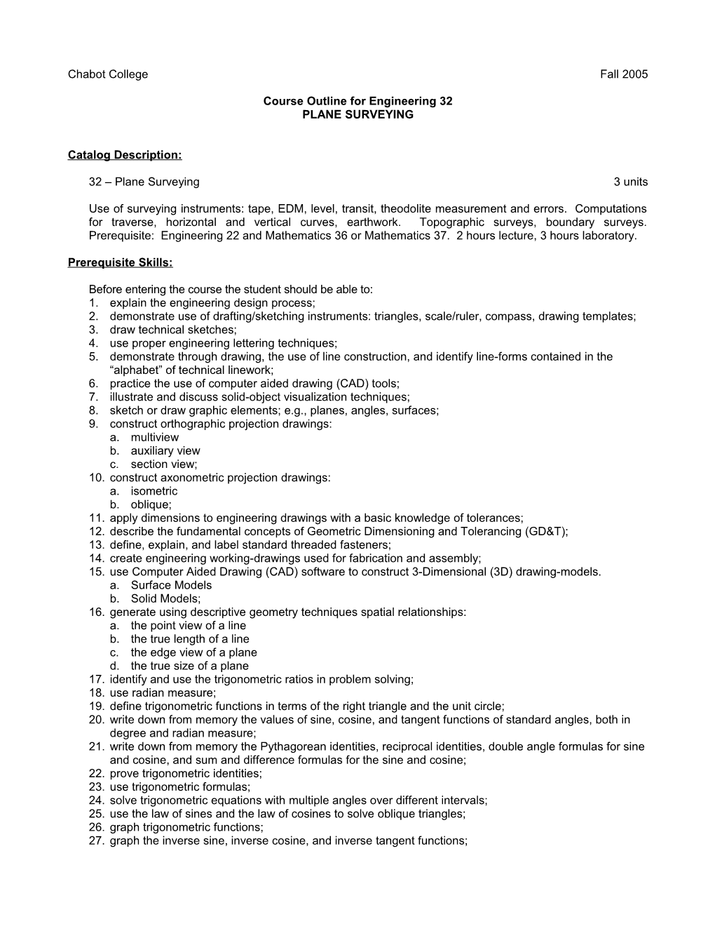 Course Outline for Engineering 32, Page 3