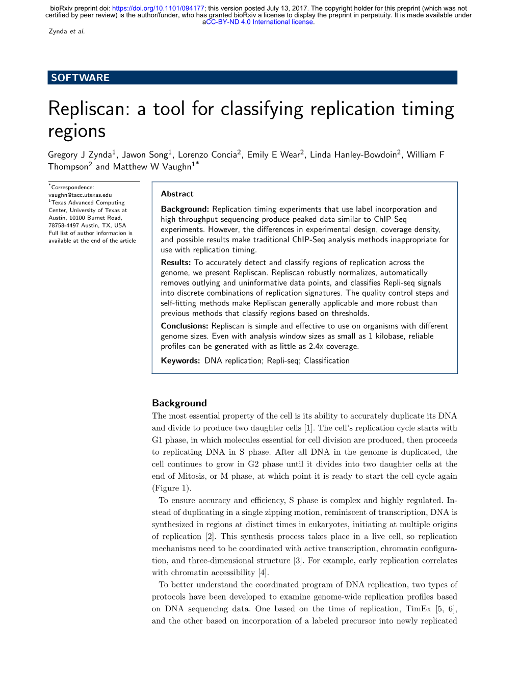 A Tool for Classifying Replication Timing Regions