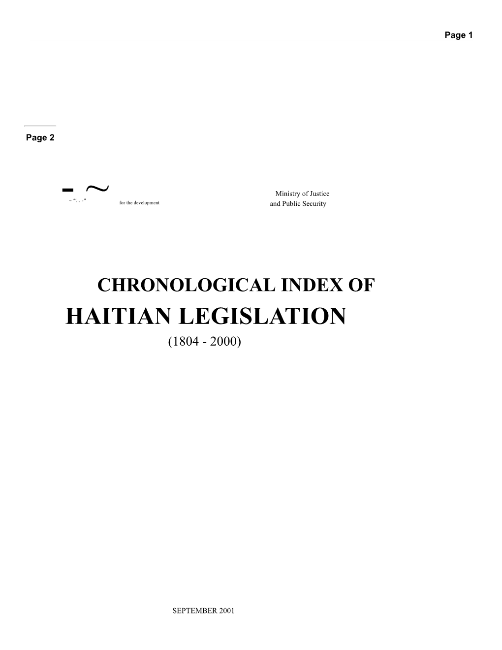 Haitian Legislation (1804 - 2000)