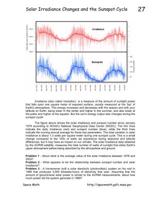 Solar Irradiance Changes and the Sunspot Cycle 27