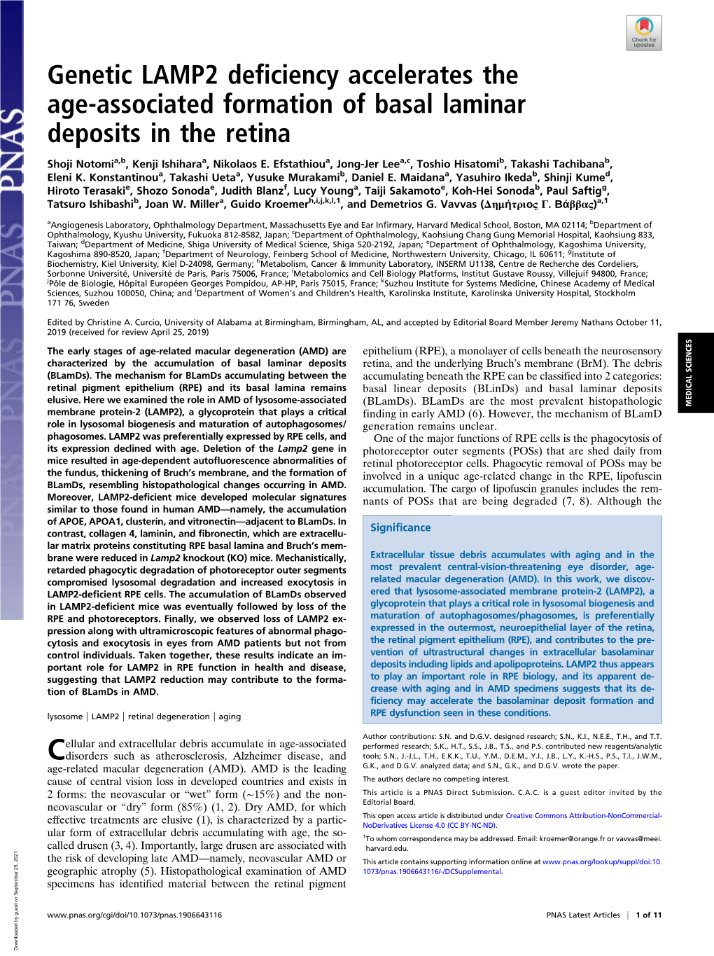 Genetic LAMP2 Deficiency Accelerates the Age-Associated Formation of Basal Laminar Deposits in the Retina