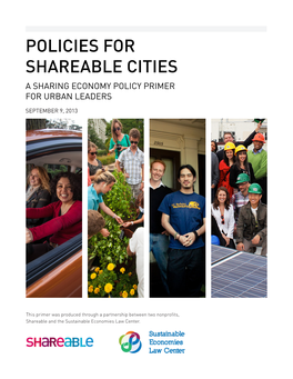 Policies for Shareable Cities a Sharing Economy Policy Primer for Urban Leaders
