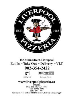 Liverpool Pizzeria Menu 2017