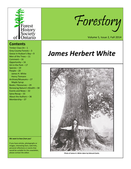 Men of the Trees – 11 James Herbert White Comment – 16 Opportunity – 16 Art in the Park – 17 Species – 19