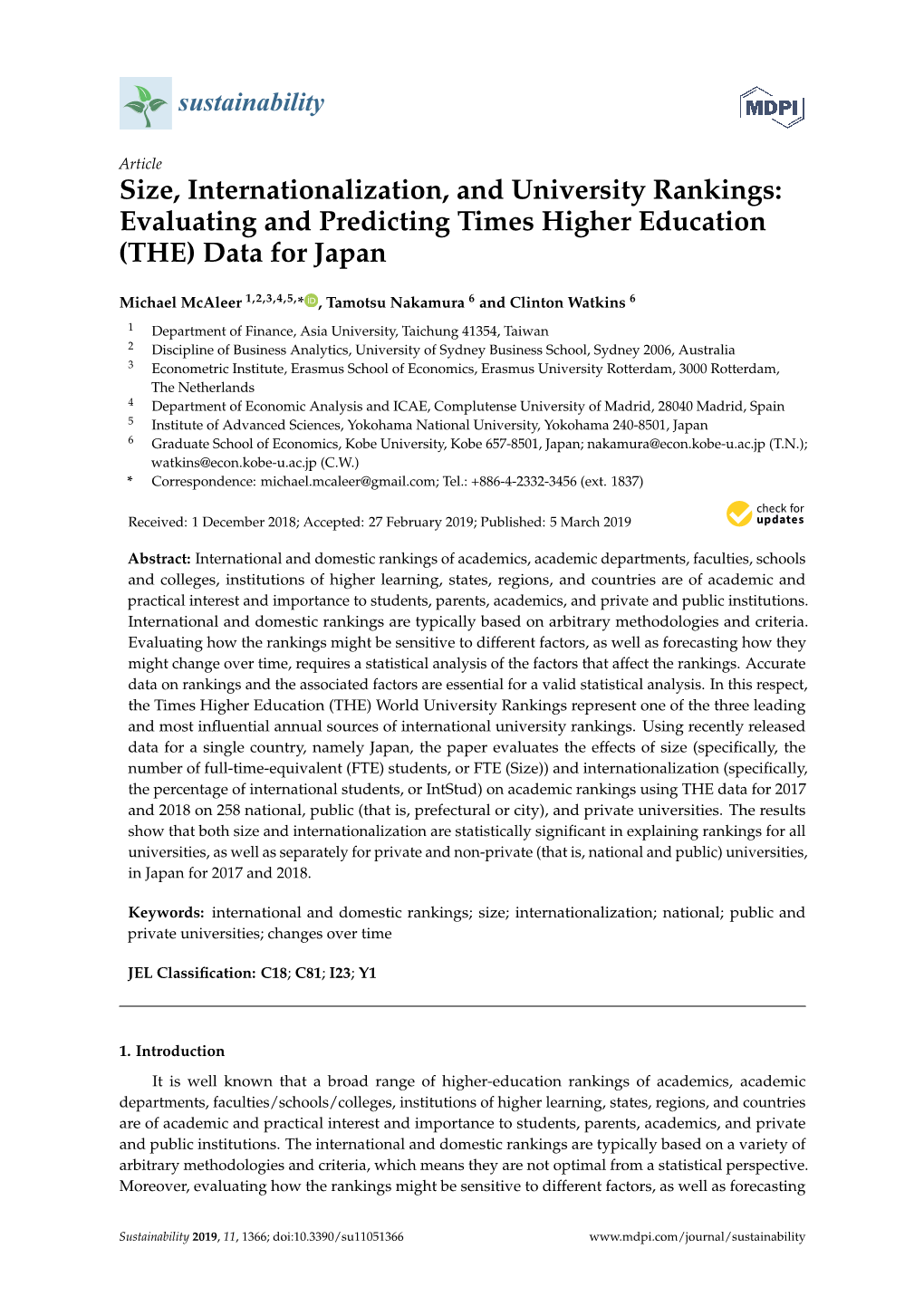 Size, Internationalization, and University Rankings: Evaluating and Predicting Times Higher Education (THE) Data for Japan