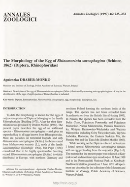 The Morphology of the Egg of Rhinomorinia Sarcophagina