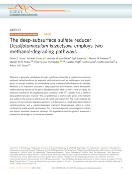 The Deep-Subsurface Sulfate Reducer Desulfotomaculum Kuznetsovii Employs Two Methanol-Degrading Pathways